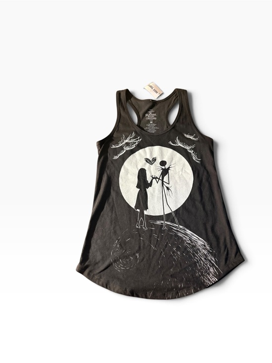 Hot Topic Tops - Hot Topic Black Racerback Muscle Tee with White Silhouette Graphic